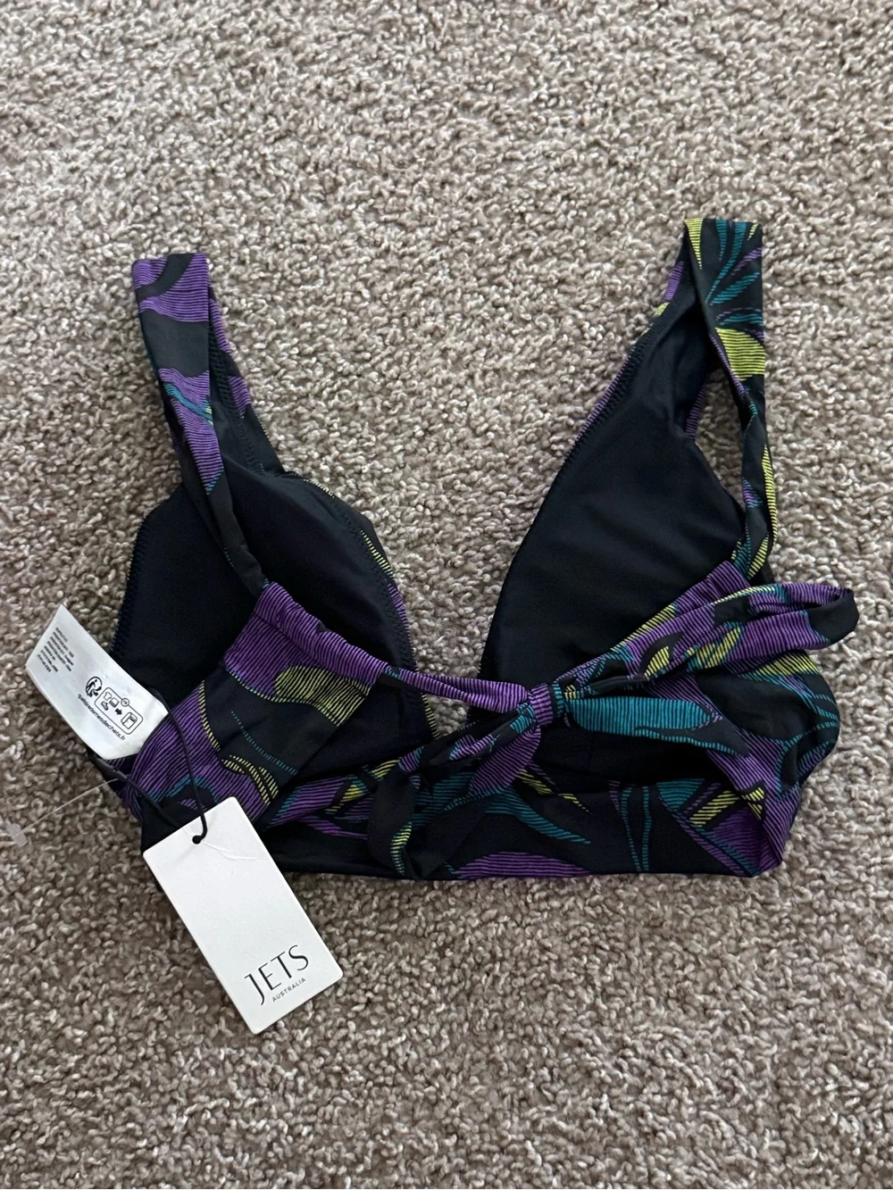 NWT JETS Australia Midnight Tropical Soft Tri Bikini Top Amethyst US 6